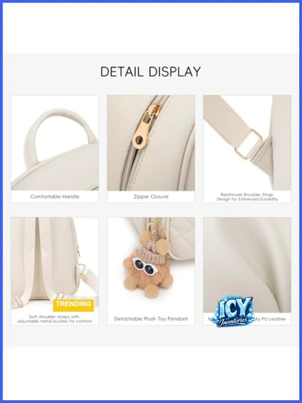 Mini Faux Leather Backpack Purse Women Cute Cartoon Charm Detachable Small